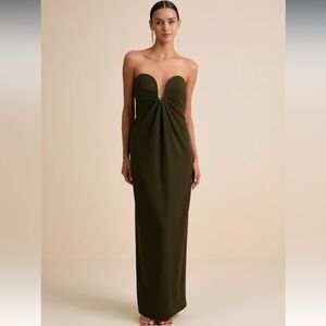 NWT- Thula Dark Olive Cutout U-Bar Column Dress